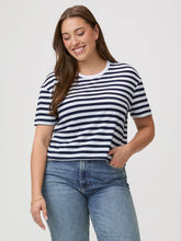 Navy & White Striped Boxy Tee