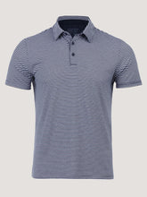 Navy + White Striped Performance Cool Polo