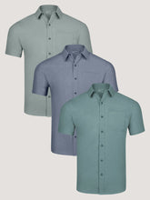 Short Sleeve Button Up Cool Tones 3-Pack