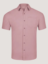 Chalk Pink Short Sleeve Stretch Button Up