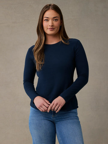 Women's Dark Navy Long Sleeve Crew