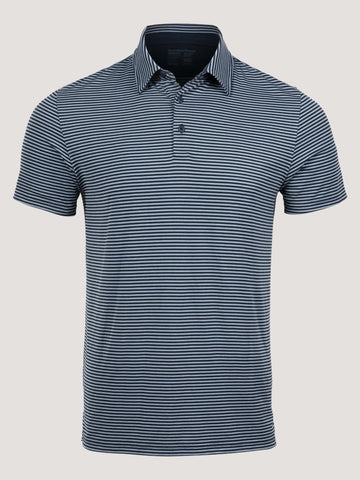 Navy + Wedgewood Striped Performance Cool Polo