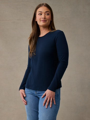 Women's Dark Navy Long Sleeve Crew