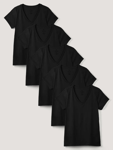 Women's V-Neck All Black 5-Pack