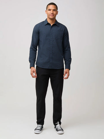 Black + Navy Gingham Long Sleeve Button Up