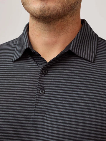 Black + Charcoal Striped Performance Cool Polo
