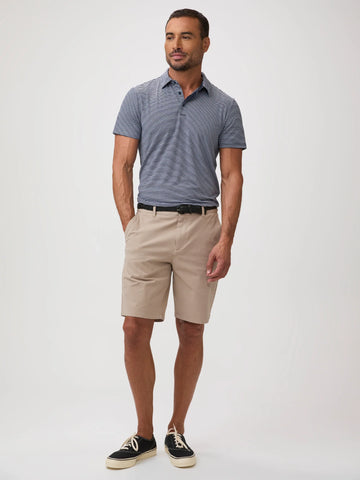 Navy + White Striped Performance Cool Polo