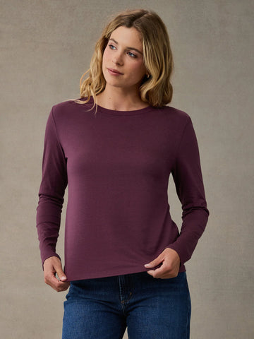 Women's Merlot Long Sleeve Crew