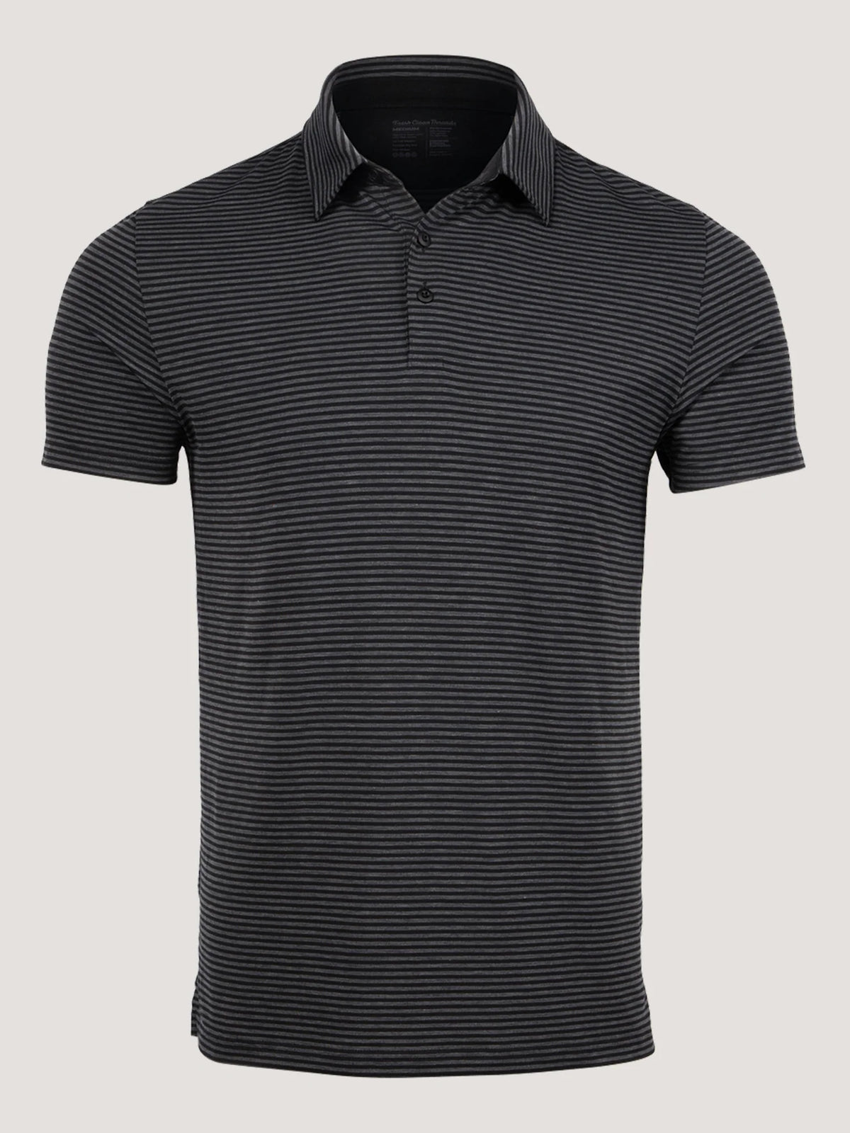 Black + Charcoal Striped Performance Cool Polo
