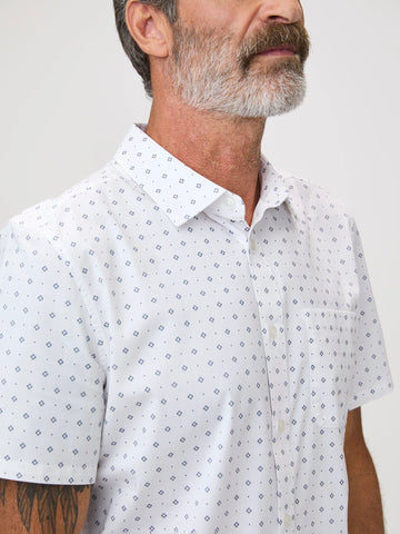 White Print All Day Short Sleeve Shirt