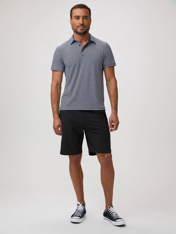 Navy + White Striped Performance Cool Polo