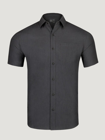 Charcoal Short Sleeve Stretch Button Up