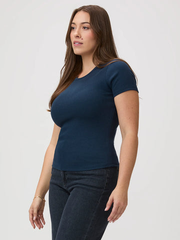 White & Dark Navy Ribbed Tee 2-Pack