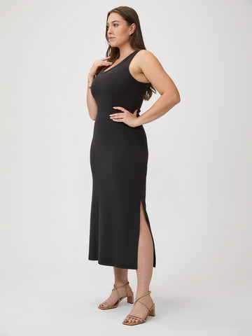 Black Ribbed Tank Dress